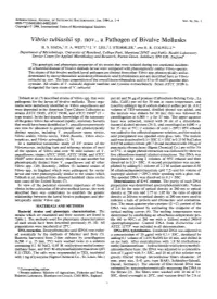 Vibrio Tubiashii S P . Nov., a Pathogen of Bivalve Mollusks