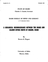 A Geological Reconnaissance Between