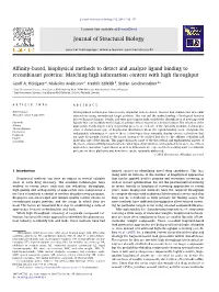 Affinity-Based, Biophysical Methods to Detect and Analyze Ligand Binding