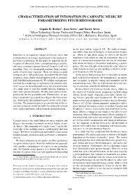 Characterization of Intonation in Carnatic Music by Parametrizing Pitch Histograms