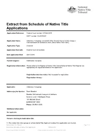Extract from Schedule of Native Title Applications
