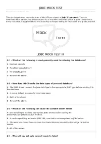 JDBC Mock Test