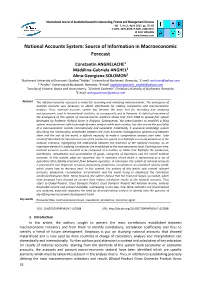 National Accounts System: Source of Information in Macroeconomic Forecast