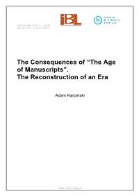 "The Age of Manuscripts"