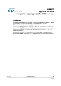 Transport Layer Security Protocol for Spwfxxx Module