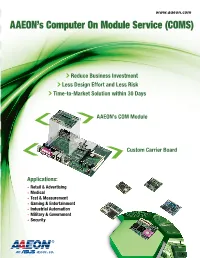 AAEON's Computer on Module Service