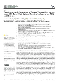 Development and Comparison of Dengue Vulnerability Indices Using GIS-Based Multi-Criteria Decision Analysis in Lao PDR and Thailand