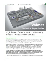 High Power Generation from Recovery Boilers