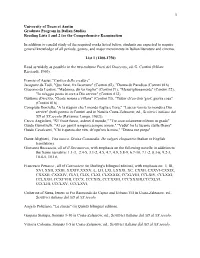 Italian Studies Comp Exam Reading Lists 1&2