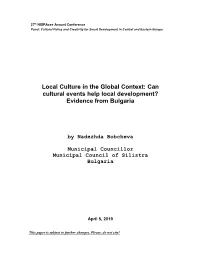 Local Culture in the Global Context: Can Cultural Events Help Local Development? Evidence from Bulgaria