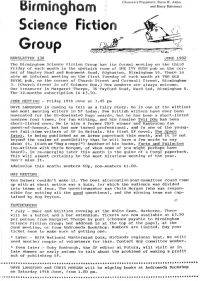 Birmingham Science Fiction Group Newsletter