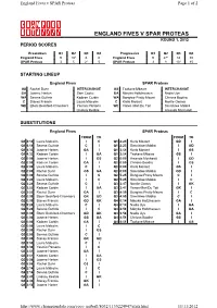 England Fives V SPAR Proteas Page 1 of 2