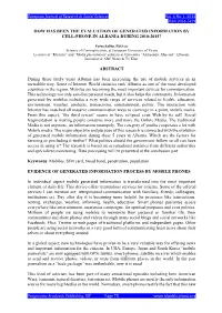 How Has Been the Evaluation of Generated Information by Cell-Phone in Albania During 2010-2015?
