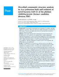 Microbial Community Structure Analysis in Acer Palmatum Bark and Isolation of Novel Bacteria IAD-21 of the Phylum Abditibacteriota (Former Candidate Division FBP)