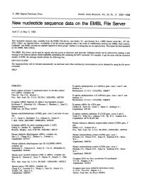 New Nucleotide Sequence Data on the EMBL File Server
