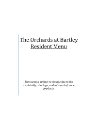 Orchards April 2021 Menu