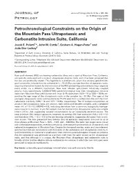 Petrochronological Constraints on the Origin of the Mountain Pass Ultrapotassic and Carbonatite Intrusive Suite, California