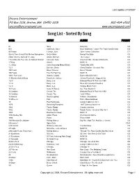 Song List - Sorted by Song