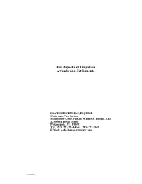 Tax Aspects of Litigation Awards and Settlements