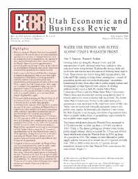 Water Use Trends and Supply Along Utah's Wasatch Front
