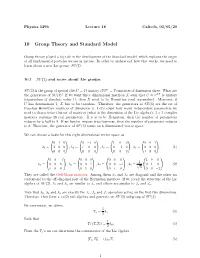 10 Group Theory and Standard Model