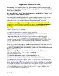 Fingerprint Information Sheet
