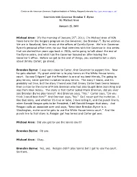 Interview with Governor Brendan T. Byrne by Michael Aron January 25