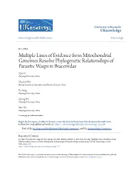 Multiple Lines of Evidence from Mitochondrial Genomes Resolve Phylogenetic Relationships of Parasitic Wasps in Braconidae Qian Li Zhejiang University, China