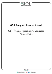 OCR Computer Science a Level 1.2.4 Types of Programming Language