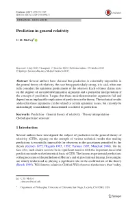Prediction in General Relativity