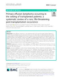 Primary Effusion Lymphoma Occurring in the Setting of Transplanted Patients