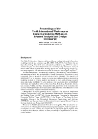 Proceedings of the Tenth International Workshop on Exploring Modeling Methods in Systems Analysis and Design (EMMSAD’05)