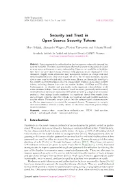 Security and Trust in Open Source Security Tokens