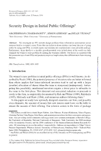 Security Design in Initial Public Offerings∗