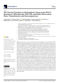 The Diurnal Variation in Stratospheric Ozone from MACC Reanalysis, ERA-Interim, WACCM, and Earth Observation Data: Characteristics and Intercomparison