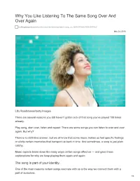 Why You Like Listening to the Same Song Over and Over Again