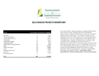 2013 Major Projects Inventory
