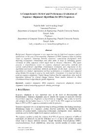 A Comprehensive Review and Performance Evaluation of Sequence Alignment Algorithms for DNA Sequences