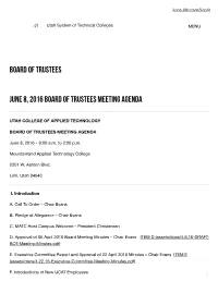 Board of Trustees June 8, 2016 Board