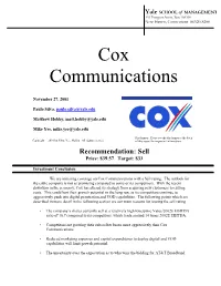 Cox Communications with a Sell Rating