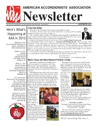 NOVEMBER 2012 from the Editor Here’S What’S Welcome to the November 2012 Edition of the AAA Newsletter