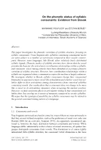 On the Phonetic Status of Syllabic Consonants: Evidence from Slovak