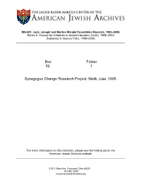 Synagogue-Level Research