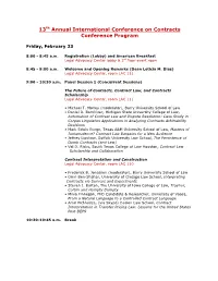 13Th Annual International Conference on Contracts Conference Program
