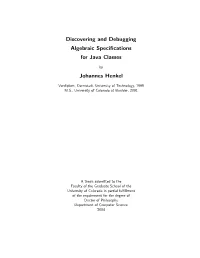 Discovering and Debugging Algebraic Speciﬁcations for Java Classes