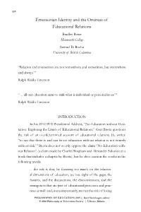 Emersonian Identity and the Oneness of Educational Relations