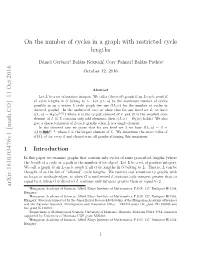On the Number of Cycles in a Graph with Restricted Cycle Lengths