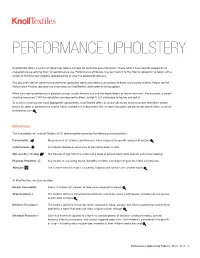 Performance Upholstery Summary