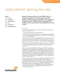 Pest Control: Taming the Rats