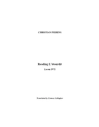 Reading L'étourdit
